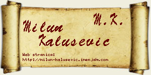 Milun Kalušević vizit kartica